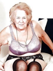 Boobs Granny whore aged shows pink pussy