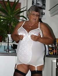 Boobs Granny sexy slut shows pink pussy